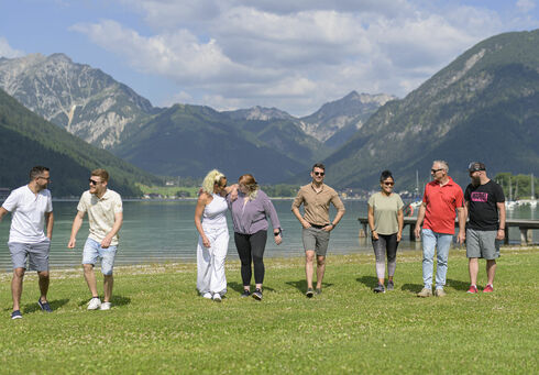 FAQS: Relocating, Information for non-EU citizens... A group of friends enjoying the lakeshore in the Achensee region in summer.