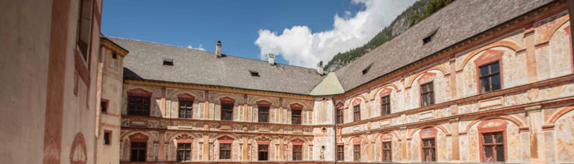 Tratzberg Castle The courtyard of the Tratzberg Castle. Located near Schwaz, the fairy tale castle towers majestically above the valley.