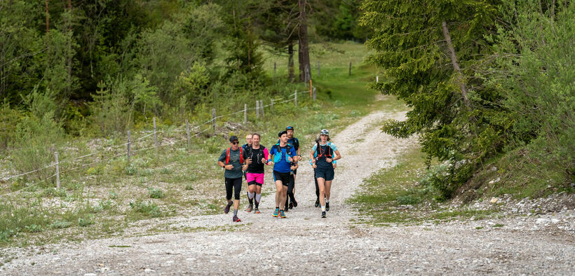 Running at Lake Achensee A group of runners out and about on gravel paths in the natural landscape of Lake Achensee.