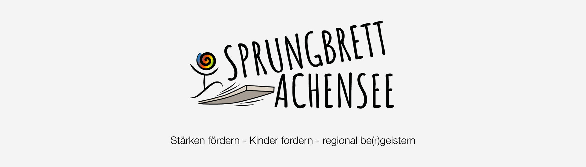 Graphik Sprungbrett Achensee Ein Logo mit einem Strichmännchen und einem Sprungbrett mit der Aufschrift Sprungbrett Achensee.