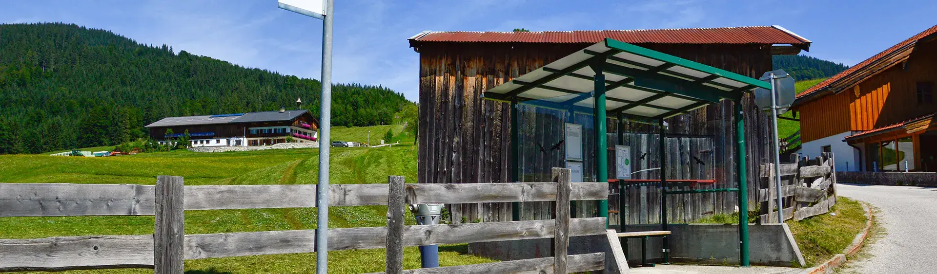 Bus stop in Steinberg am Rofan A bus stop in Steinberg am Rofan in summer.