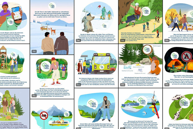 Taktvoll Graphiken Eine Bildvorschau der Taktvoll Grafiken am Achensee.