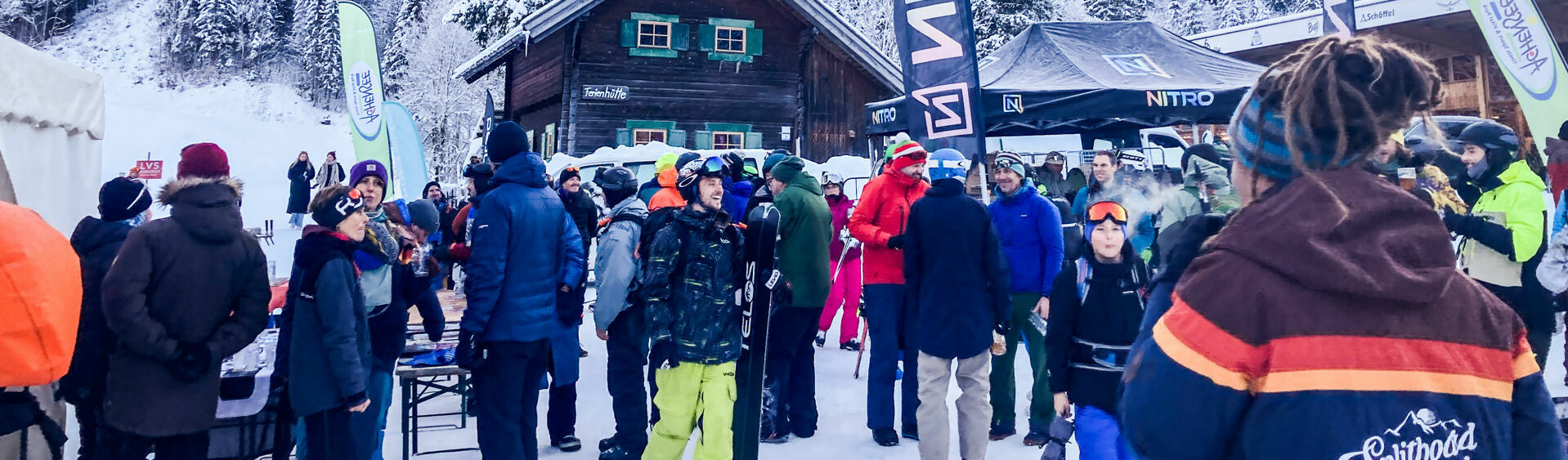 Information booth at the Splitboard Festival at Lake Achensee.