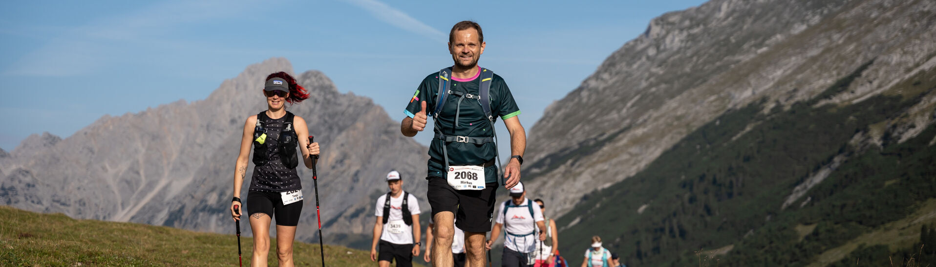 Karwendelmarsch The participants on the event route of the legendary Karwendelmarsch 2024 in glorious weather.