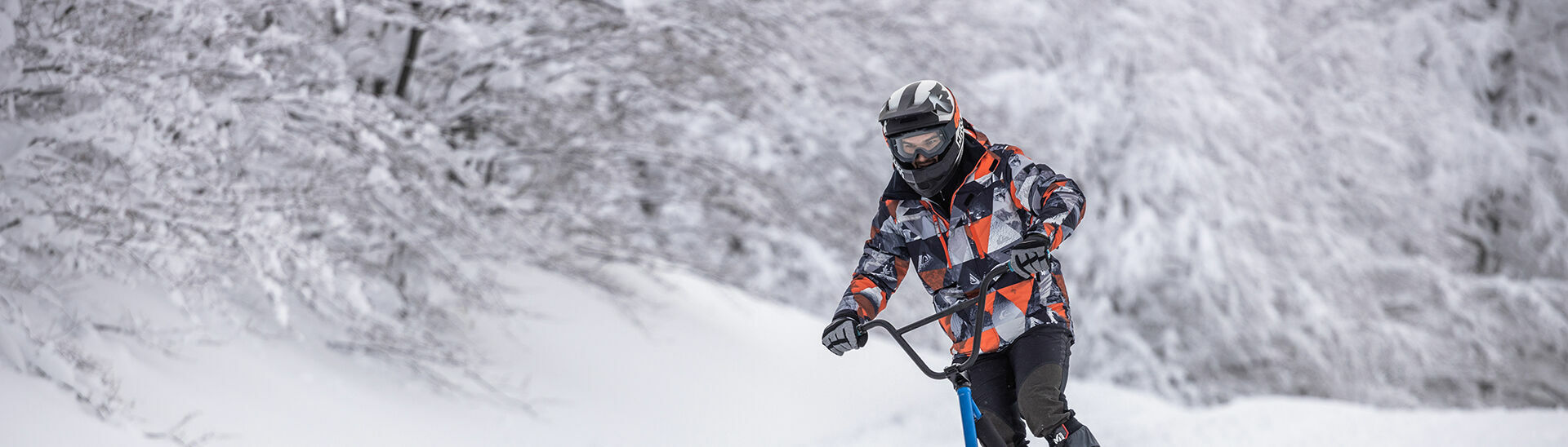 Snow biking at Lake Achensee Ripping down the slopes at Lake Achensee on a ski bike.