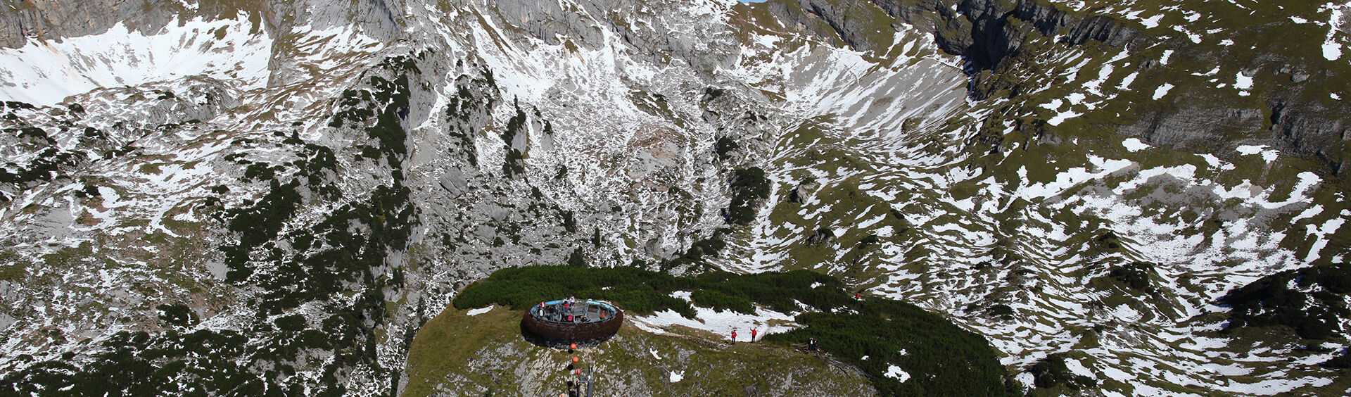 Resembling an eagle's nest, the viewing platform on the Gschöllkopf mountain affords breathtaking views of the Achensee region in winter.