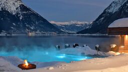 pool by the lake in winter